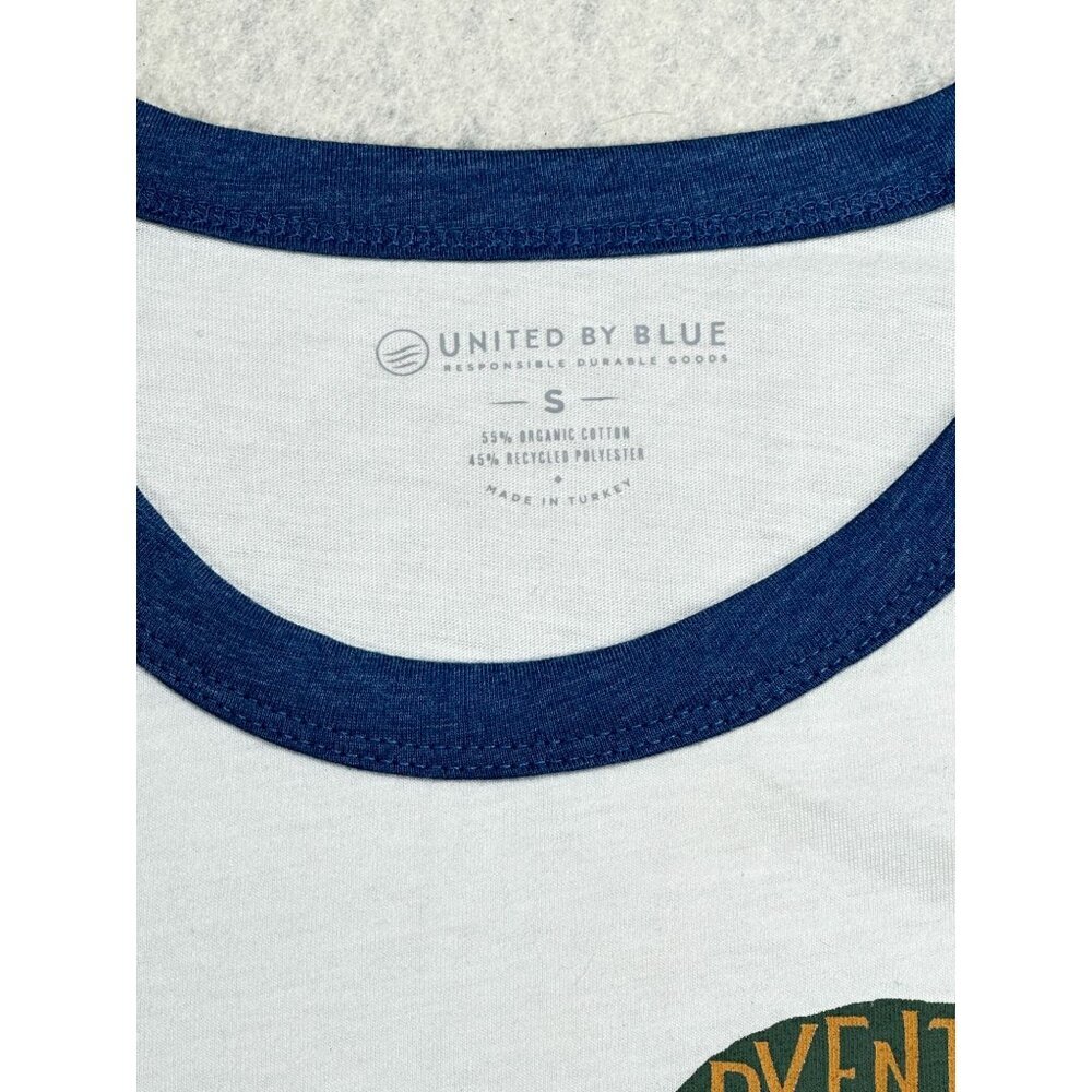 United By Blue Adventure Awaits Graphic Tee White Blue‎ Organic Cotton - Picture 4 of 5